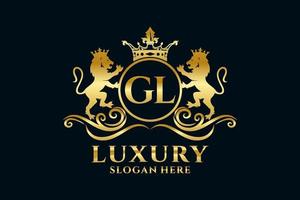 Initial GL Letter Lion Royal Luxury Logo template in vector art for luxurious branding projects and other vector illustration.