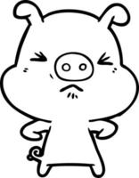 cartoon angry pig vector