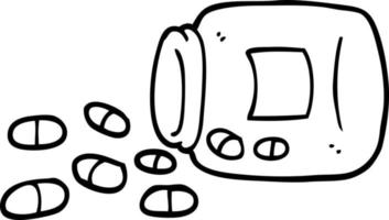 black and white cartoon jar of pills vector