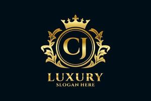 Initial CJ Letter Royal Luxury Logo template in vector art for luxurious branding projects and other vector illustration.