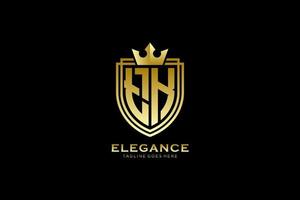 initial TK elegant luxury monogram logo or badge template with scrolls and royal crown - perfect for luxurious branding projects vector