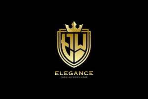 initial TW elegant luxury monogram logo or badge template with scrolls and royal crown - perfect for luxurious branding projects vector