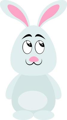 White cute bunny, illustration, vector on white background