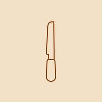 estilo de esquema de línea de icono de cuchillo de pan de pastel vector