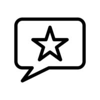 Send feedback icon with bubble speech and star in black outline style vector