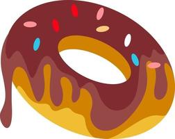 Chocolate donut, illustration, vector on white background