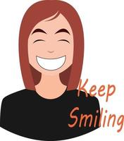 Smiling girl emoji, illustration, vector on white background