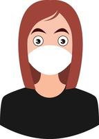 Girl with medical mask, illustration, vector on white background