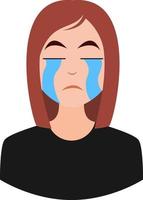 niña llorando emoji, ilustración, vector sobre fondo blanco