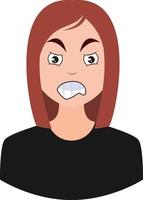 Pissed off girl, illustration, vector on white background