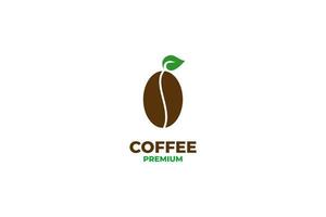 Coffee bean with leaf logo design vector illustration idea