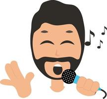 Man singing on microphone, illustration, vector on white background