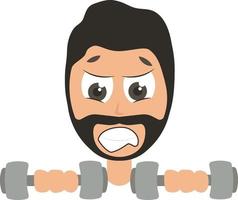 Man lifting weights, illustration, vector on white background