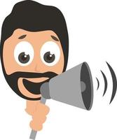 Man with megaphone, illustration, vector on white background