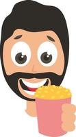 Man with popcorn, illustration, vector on white background