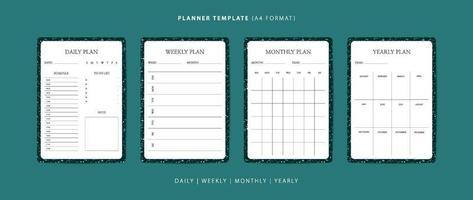 Set of daily, weekly, monthly, and yearly planner minimalist template with terrazzo pattern vector