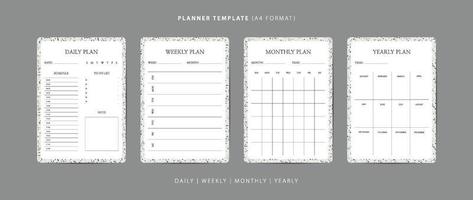 Set of daily, weekly, monthly, and yearly planner minimalist template with terrazzo pattern vector