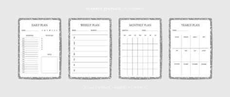 Set of daily, weekly, monthly, and yearly planner minimalist template with terrazzo pattern vector