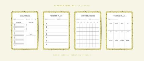 Set of daily, weekly, monthly, and yearly planner minimalist template with terrazzo pattern vector