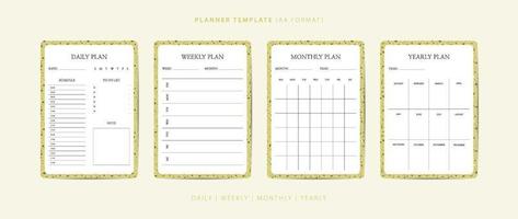 Set of daily, weekly, monthly, and yearly planner minimalist template with terrazzo pattern vector