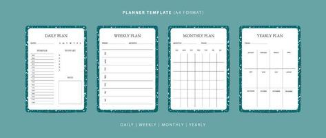 Set of daily, weekly, monthly, and yearly planner minimalist template with terrazzo pattern vector