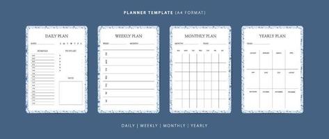 Set of daily, weekly, monthly, and yearly planner minimalist template with terrazzo pattern vector