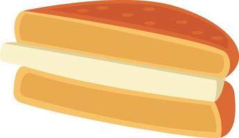 Sándwich con queso, ilustración, vector sobre fondo blanco.