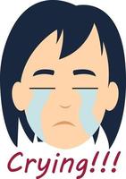 Crying girl, illustration, vector on white background