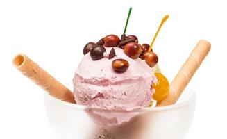 yogurt and chocolate ice cream in a bowl close up photo