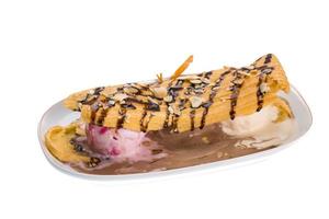 Ice cream with eclair photo