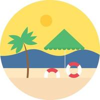 puesta de sol en una playa, ilustración, vector sobre fondo blanco.