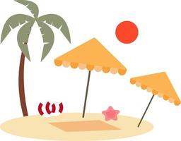 Sunny beach, illustration, vector on a white background.