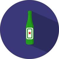 Botella de cerveza verde, ilustración, vector sobre fondo blanco.