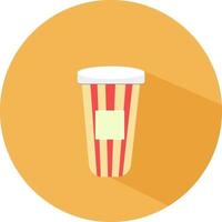 Beverage cup with stripes, illustration, vector on a white background.