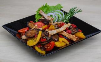 Fried pork with vegetables photo