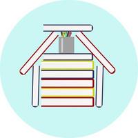 Home of books, illustration, vector on a white background.