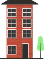 Red building, illustration, vector on a white background.