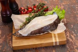 Raw wolffish steak photo