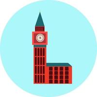 Clock tower, illustration, vector on a white background.