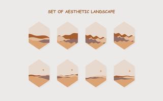 set of Aesthetic landscape. abstract boho landscape vector