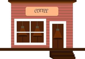 Coffee shop, illustration, vector on a white background.