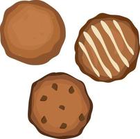 tres galletas, ilustración, vector sobre fondo blanco.