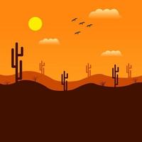 escena del desierto, ilustración, vector sobre fondo blanco.