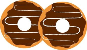 donuts de chocolate, ilustración, vector sobre fondo blanco.