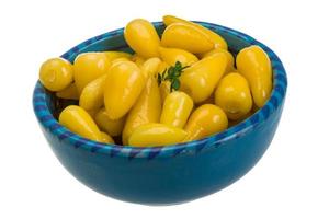 Yellow marinated pepper photo