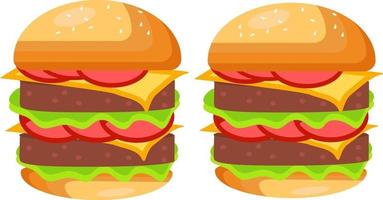 hamburguesas, ilustración, vector sobre fondo blanco.