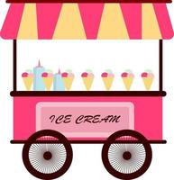 Puesto de helados, ilustración, vector sobre fondo blanco.