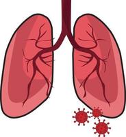 pulmones con virus, ilustración, vector sobre fondo blanco.