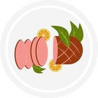 Steak on a plate, illustration, vector on a white background.