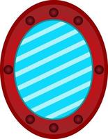 Red oval mirror, illustration, vector on a white background.